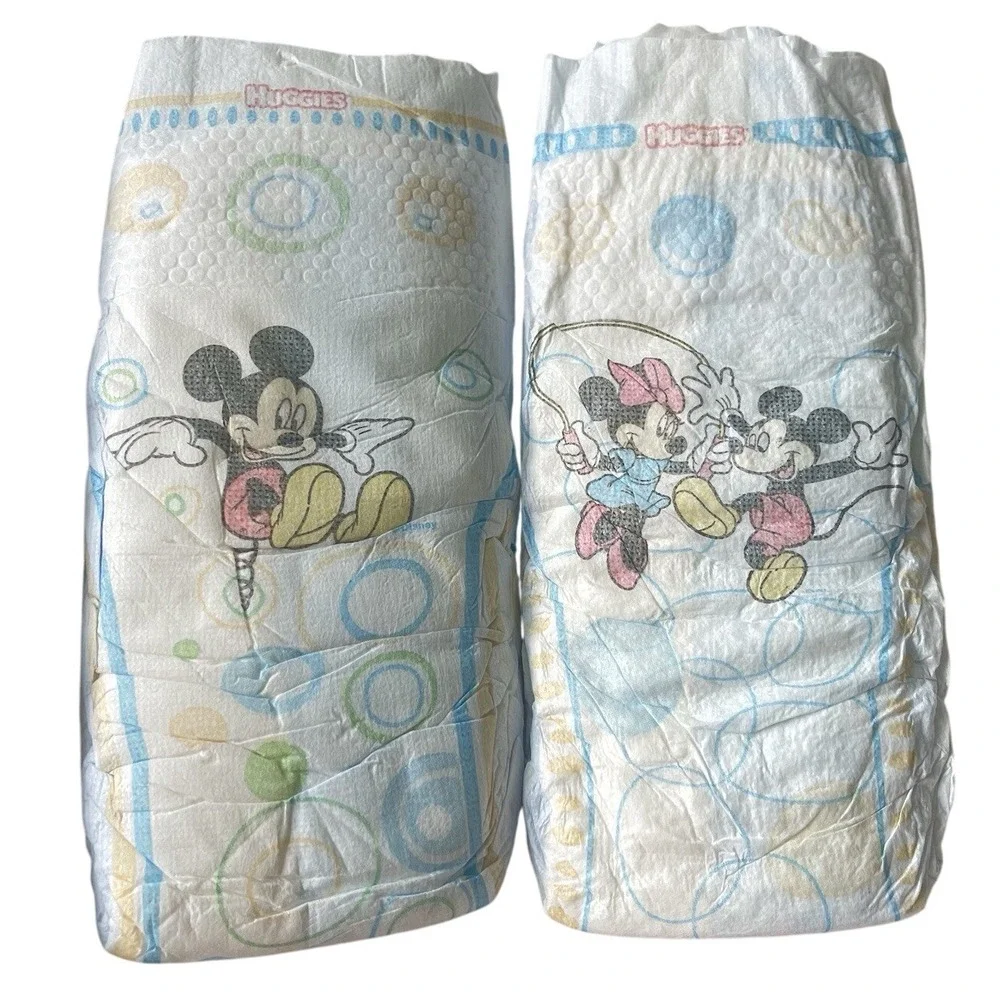 2 Vintage Huggies Snug And Dry Mickey‎ Mouse Minnie Diapers Size 6 2010 Disney